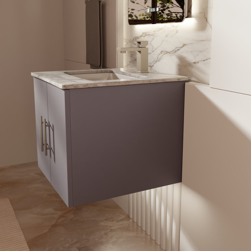 Meuble-lavabo simple l 24 po x P 22 po Geneva, Gris foncé