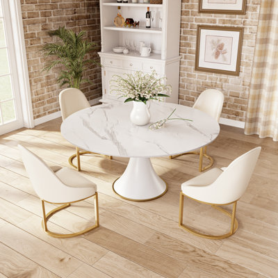 Ensemble de table ronde blanc pierre