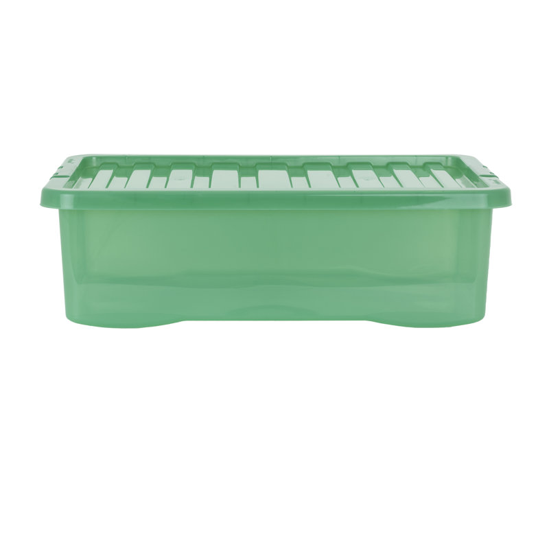 Wham Crystal 32L Plastic Storage Box Pack of 5 Tint Leprechaun Green