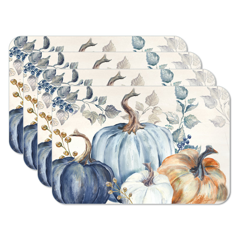 Pumpkin Blues 4 Piece Reversible Easy Care Placemats
