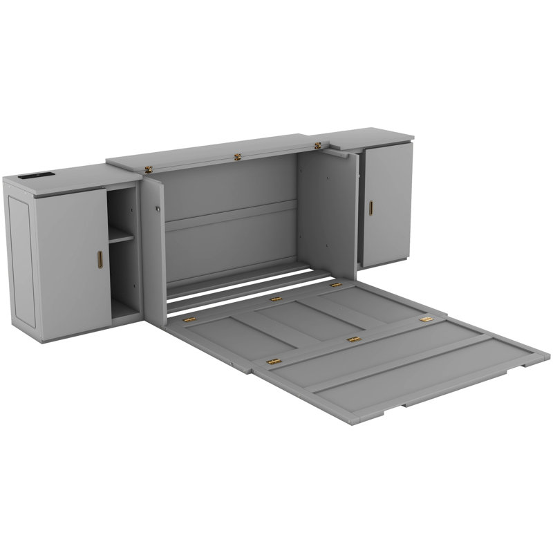 Lit avec tablettes - gris pour créer de l'espace supplémentaire à la maison