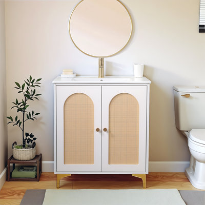 30'' White Modern Free-Standing Single Bathroom Vanity Set
