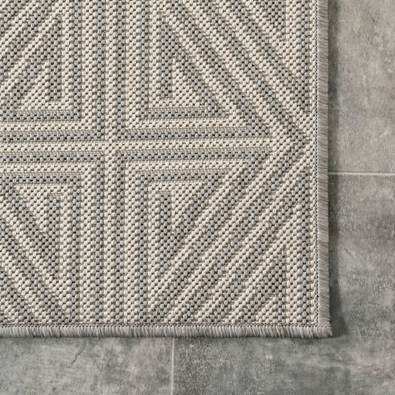 Tapis gris intérieur / extérieur Ifeyinwa, Rectangle 8 pi x 10 pi