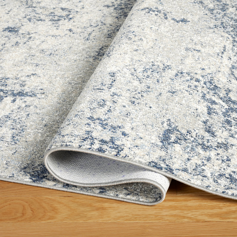 TOWN & COUNTRY EVERYDAY Rein Abstract Cloud Everwash Non-Slip Backing Washable Area Rug Blue/Gray, Runner 1'9" x 7'2"