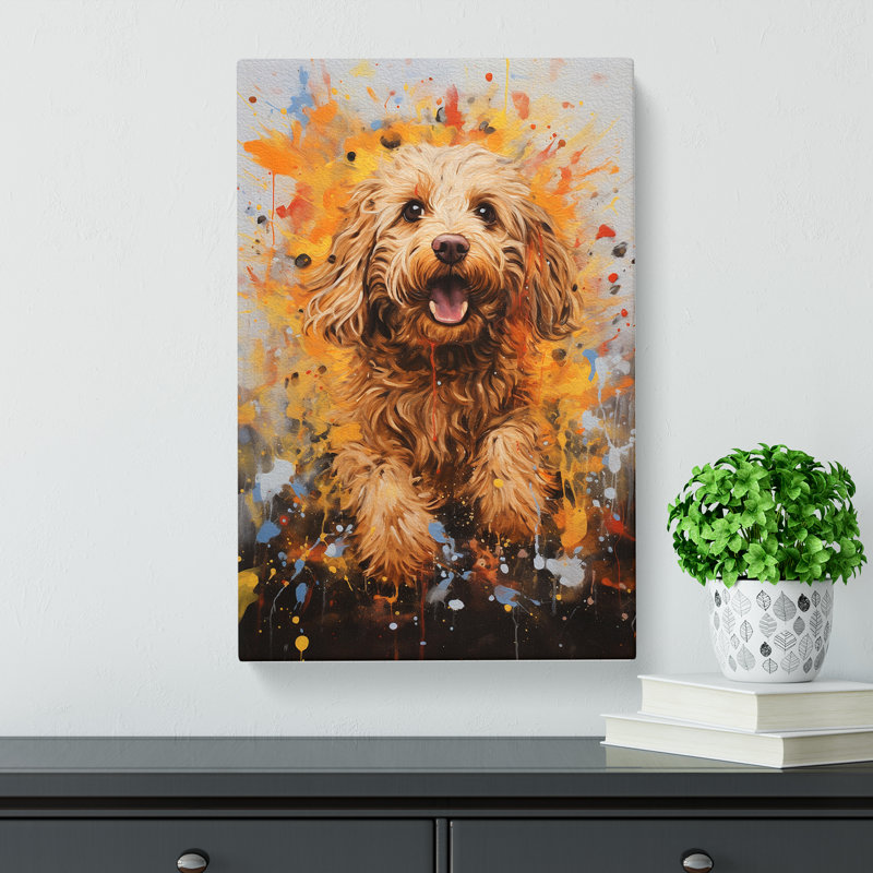 Cockapoo Action Painting No.2 - Wrapped Canvas, 76cm H x 50cm W x 3cm D