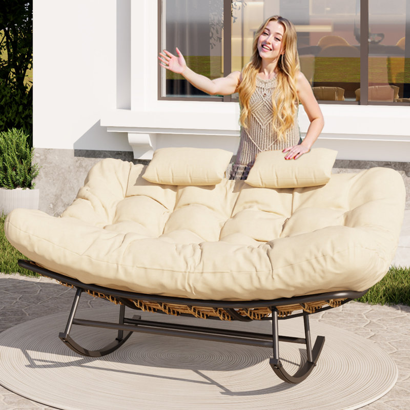 Iron Rocking Chair, Beige