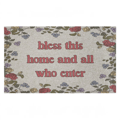 Tapis de porte extérieur Stay A Time Inviting Florals, design par Lil 'Rue, 18 po x 30 po