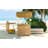 Hawaiian-Style Bar Height Patio Set With PE Grass Canopy, Outdoor Bar Table And Stools With Adjustable Feet, Acacia Wood Top, For Dining And Drinking