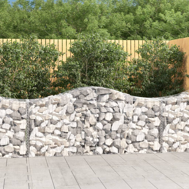 Bitha Silver Metal Arched Gabion Baskets, 14, 100cm H x 200cm W x 50cm D