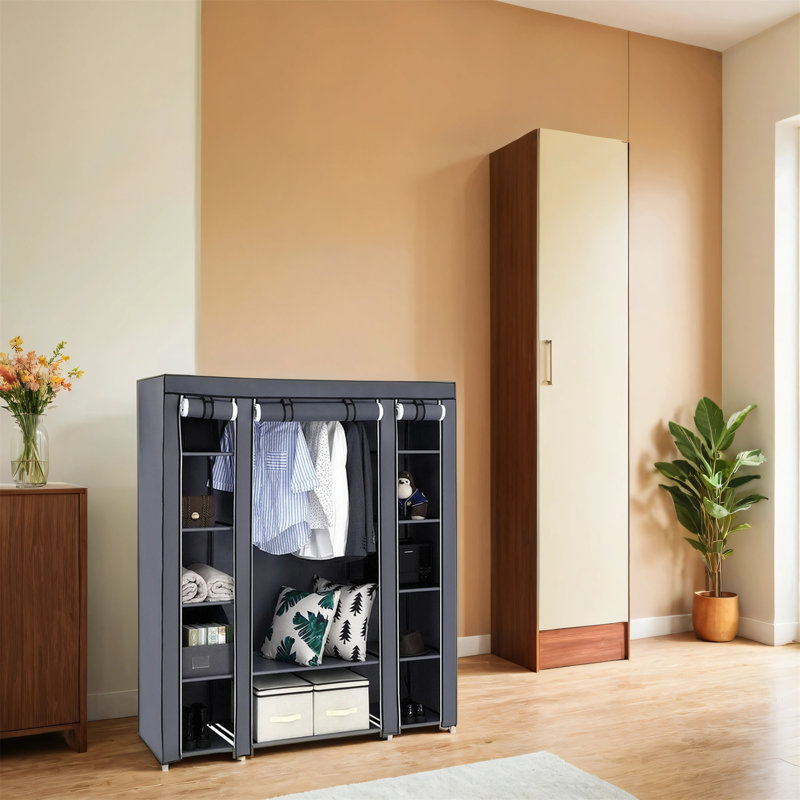Armoire de rangement en acier de 59 pouces avec portes à fermeture à glissière, y compris les tablettes et la tringle