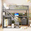 Lit mezzanine simple avec deux commodes, bureau et bande lumineuse-417056095-417056094