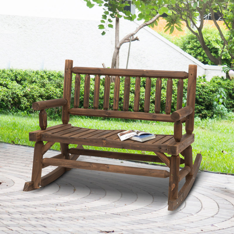2 chaises berçantes en noyer - style rondins pour le plaisir en plein air