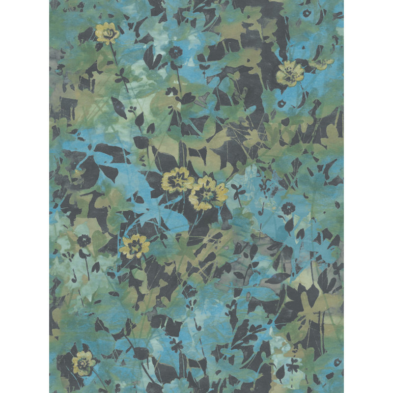 Papier peint pelez et collez, Bleu / Noir