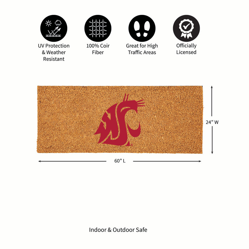 Très grand tapis couleur coco 60 po x 24 po Washington State University