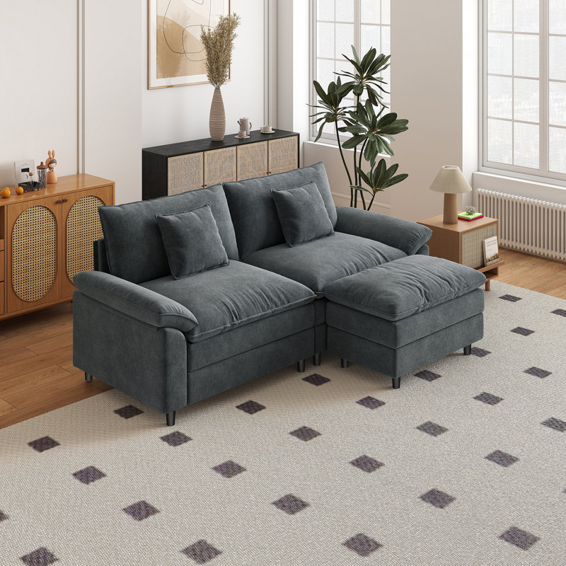 Canapé double Chenier avec une pédale, Gris