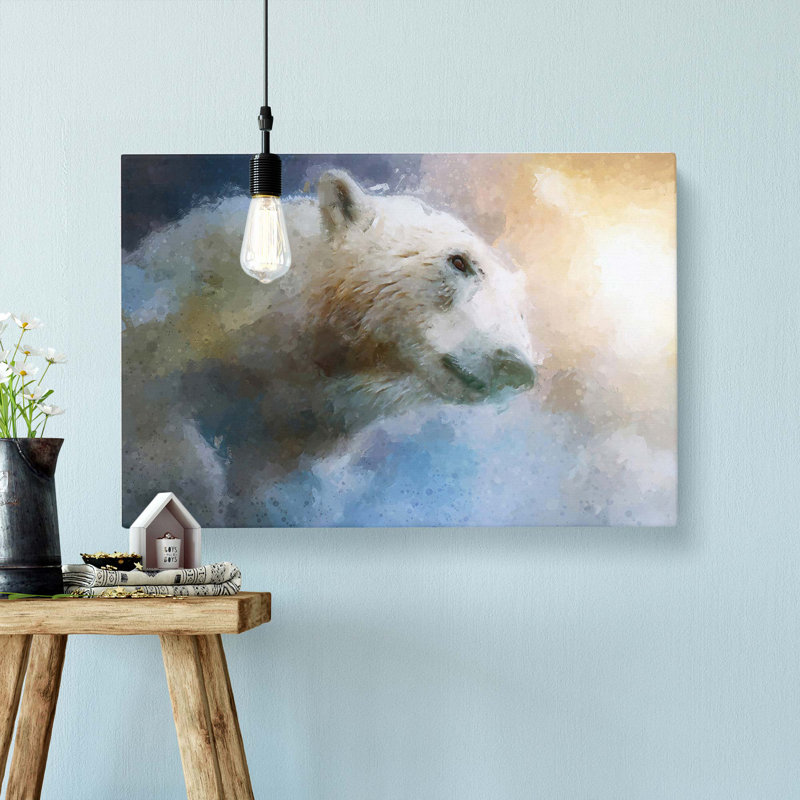 Mystical Polar Bear In Abstract - Wrapped Canvas, 40cm H x 60cm W x 3cm D