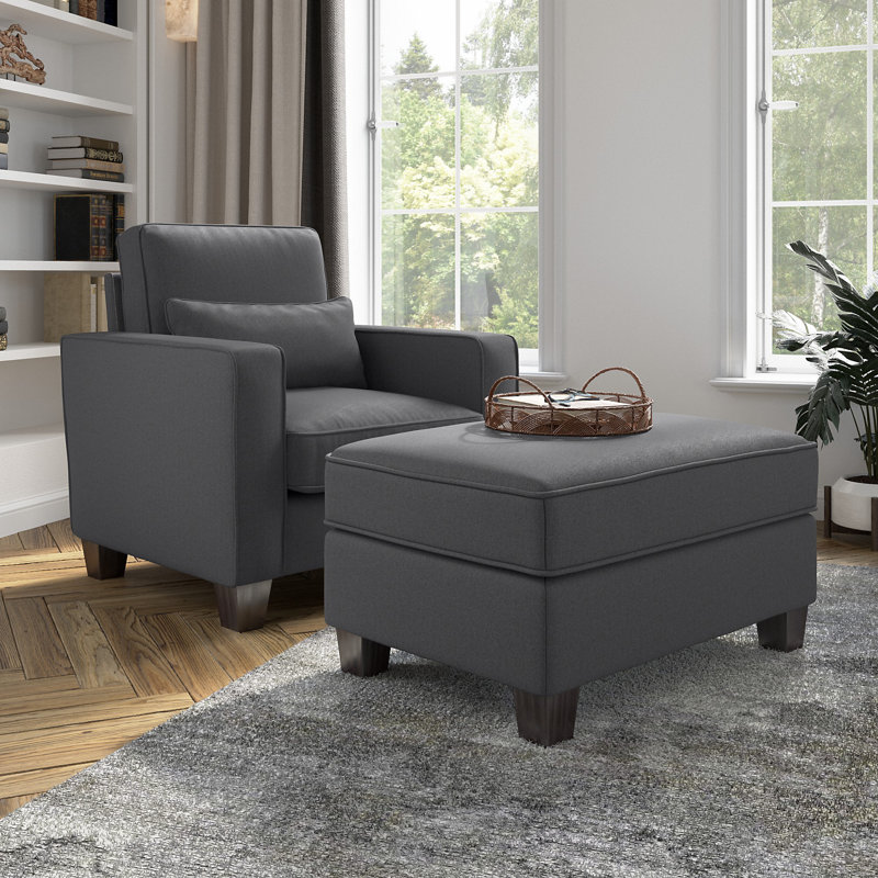 Fauteuil et repose-pieds en polyester 35,04 po Aquadale, Gris anthracite