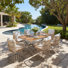 Jackie Patio 7-Piece Steel Dining Set With Rope Weave & Solid Teak Tabletop