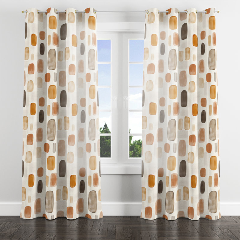 Country Farmhouse Velvet Curtains - Brown Badita Grommet Curtain - 1 Panel, Gold Grommets, 52" W x 63" L
