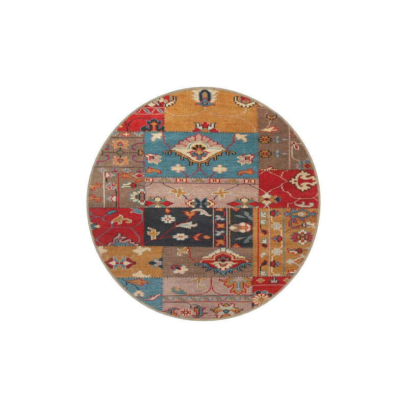 Tapis tissé multicolore lavable à motifs traditionnels, Sous-tapis rectangulaire de 3 pi 3 po x 4 pi 11 po