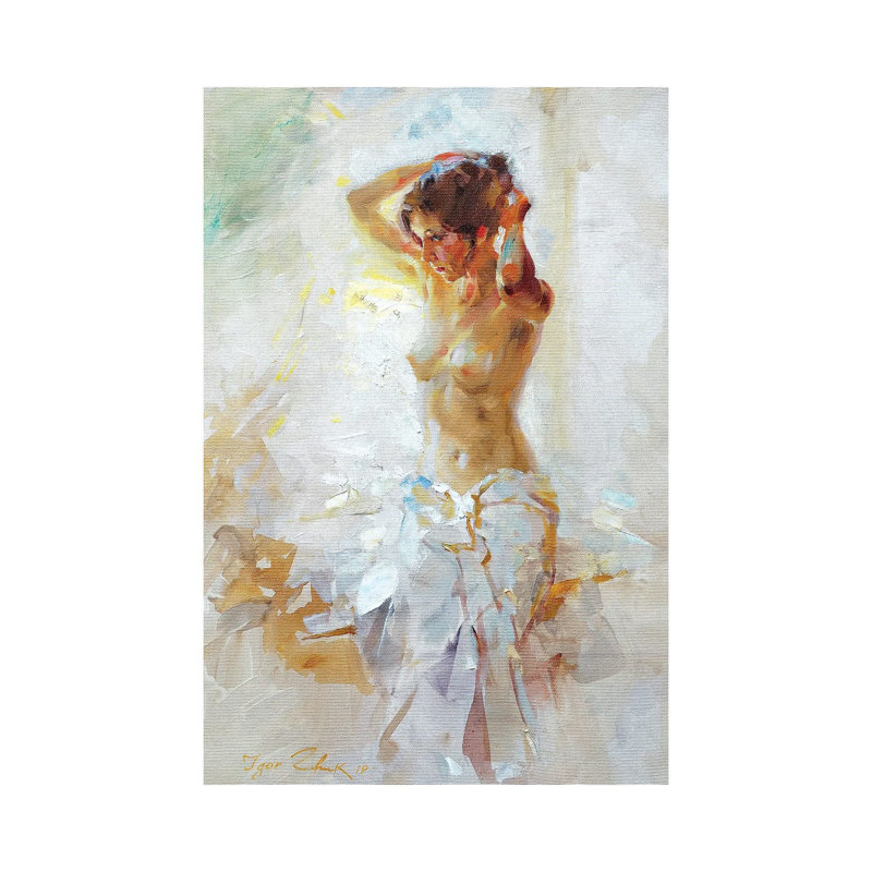 Model By The Window by Igor Zhuk - Wrapped Canvas Painting, Wrapped Canvas, 20.32 cm H x 30.48 cm W