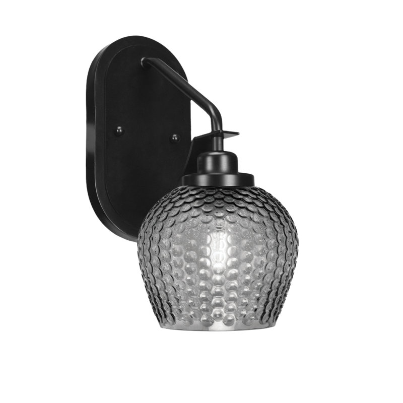 Scituate Wall Sconce Shown In Black, 6" Smoke Glass, Clear, Matte Black