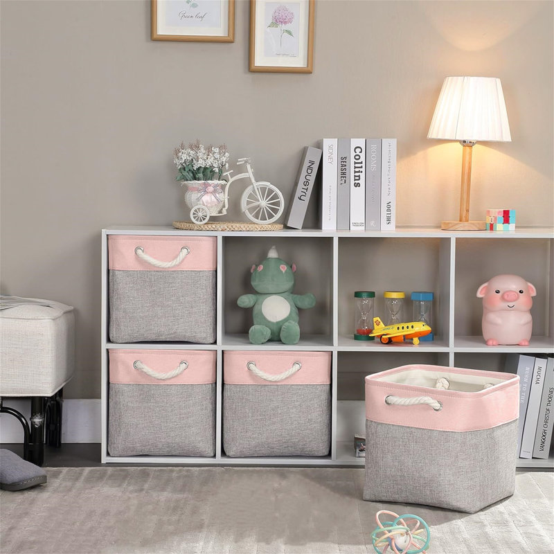 Longshore Tides Fabric Storage Bag, Grey/Pink