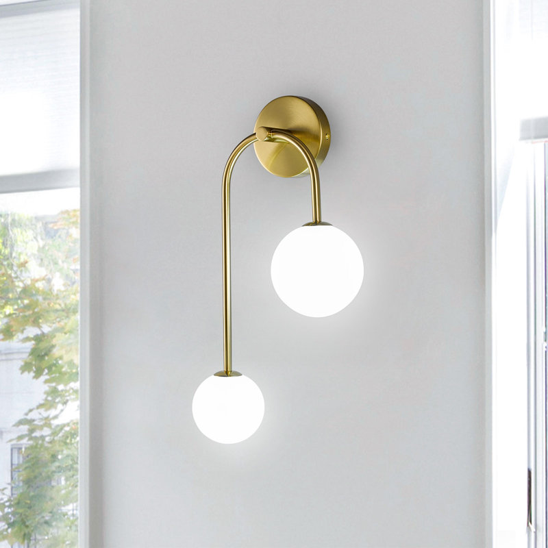 Mid Century Modern Vanity Light With Globe Milk Glass Wall Sconce Indoor Wall Light Fixtures For Living Room Bedroom Hallway