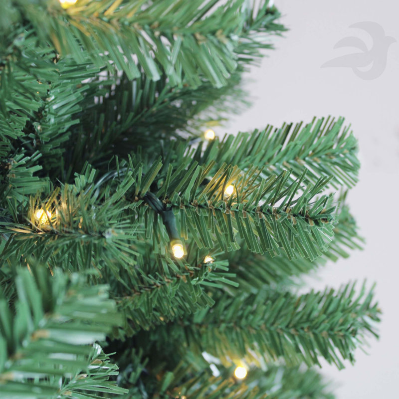 Arbre de Noël automatique 9 pi pré-éclairé: lumières jaune-vert, hauteur de 108 pouces, branches denses, effet de décoration réaliste, assemblage facile