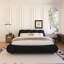 Grand lit plateforme luxueux, tapissier en noir, tête de lit surdimensionnée, convenant à différents styles de matelas Structure en bois massif à coussin souple, choix multiples