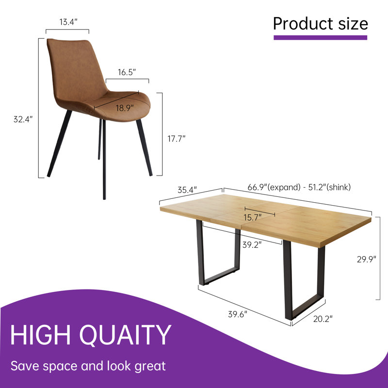 Eastfield 66.9'' Dining Table Set, 7 - Piece Extendable Double Pedestal Dining Set, Brown