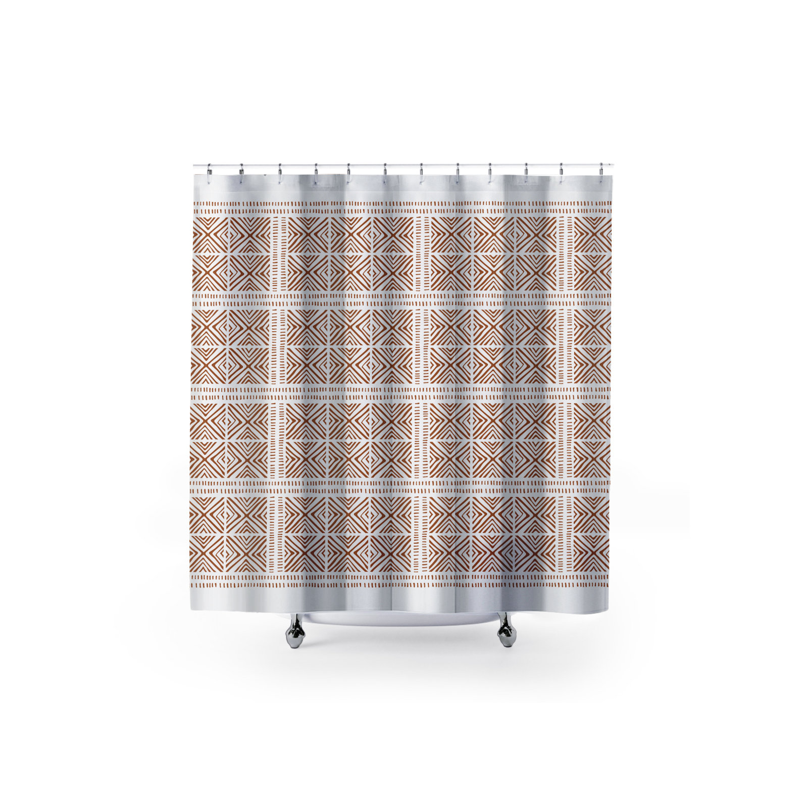 Thora Tribal Shower Curtain, ThoraTribal Burnt Orange