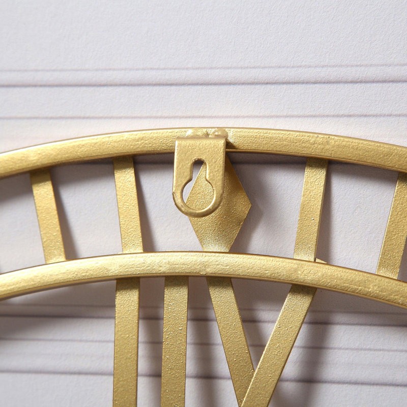 Elienor Iron Wall Clock, Gold, 60cm H x 60cm W x 4cm D