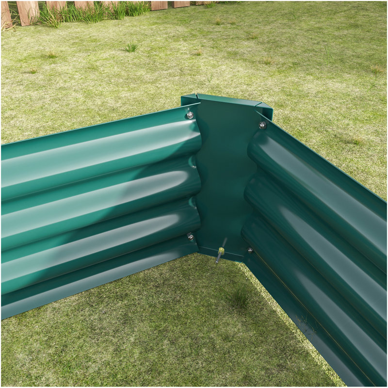 Lit de jardin surélevé pour l'extérieur, 6 x 3 x 1 pi, pots rectangulaires surélevés en métal pour plantes, légumes et fleurs - Vert