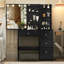Meuble-lavabo avec grand miroir à DEL et 3 modes d'éclairage avec 4 tiroirs et tablettes pour la chambre à coucher, noir