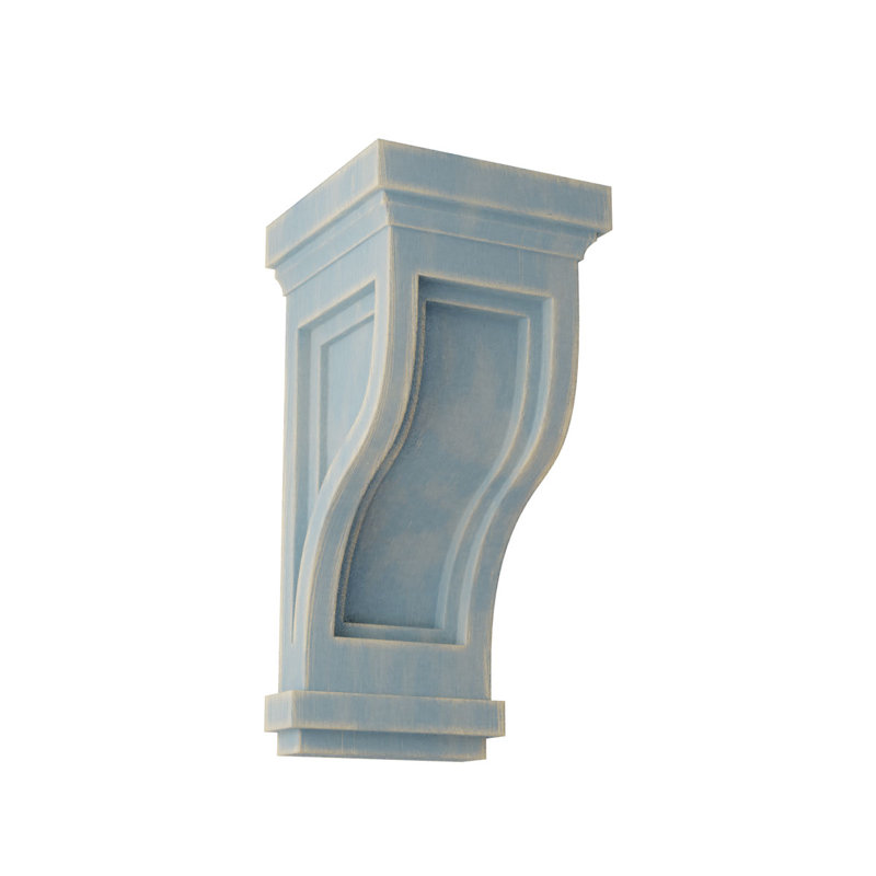 Corbel décoration rétro en bois encastré traditionnel, H 17 po x l 7,5 po x P 8 po, Bleu bois flotté