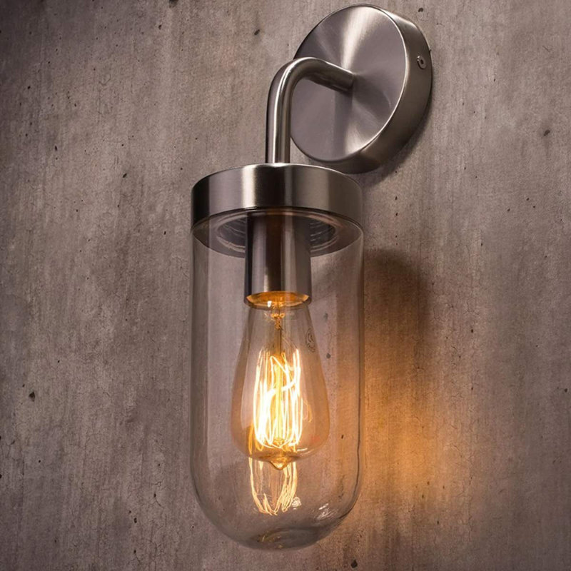 Perceval 38cm H Outdoor Wall Lantern, Stainless Steel