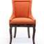 Lot de 2 chaises de salle à manger latérales Ultra, revêtement en tissu épais orange, pieds en bois massif, clous décoratifs bronze, largeur 51,4 cm, profondeur 56,3 cm, hauteur 91 cm