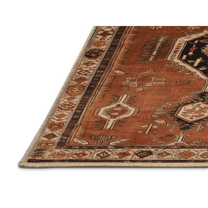 Machine Washable Turkish Brown Area Rug, Square 6'