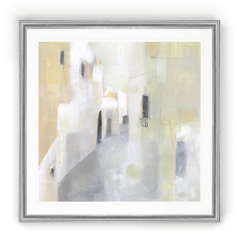 Pausa I, peinture sur toile, Cadre argenté, H 30 po x l 30 po x P 1,5 po