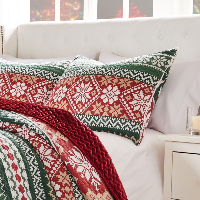 Greenland Home Fasions Fair Isle Red King Sham, 20x36, King