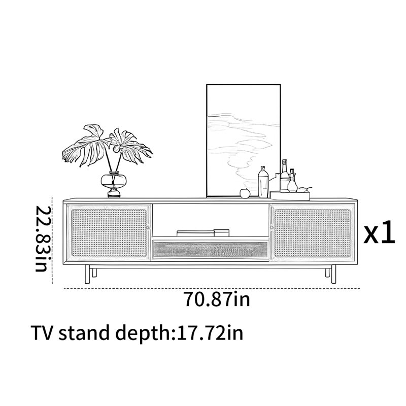 Meuble télé de style nordique rétro, 70.87"