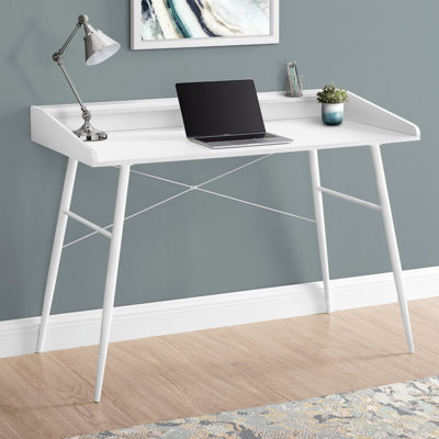 Computer Desk, Home Office, Laptop, Storage Shelves, 48"L, Work, Laminate, White Metal, Contemporary, Modern (Desk)