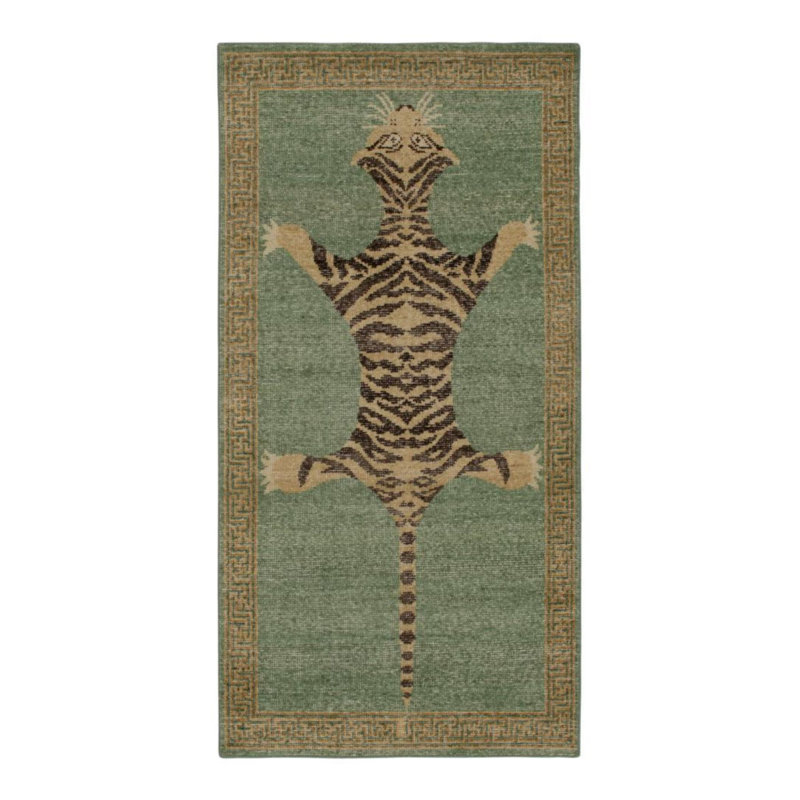 Distressed Homage Handmade Kilim Wool Animal Print Area Rug, Runner 2'6" x 10'
