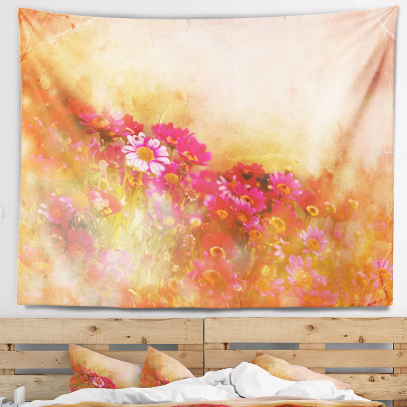Belles petites fleurs au printemps, H 78 po x l 92 po