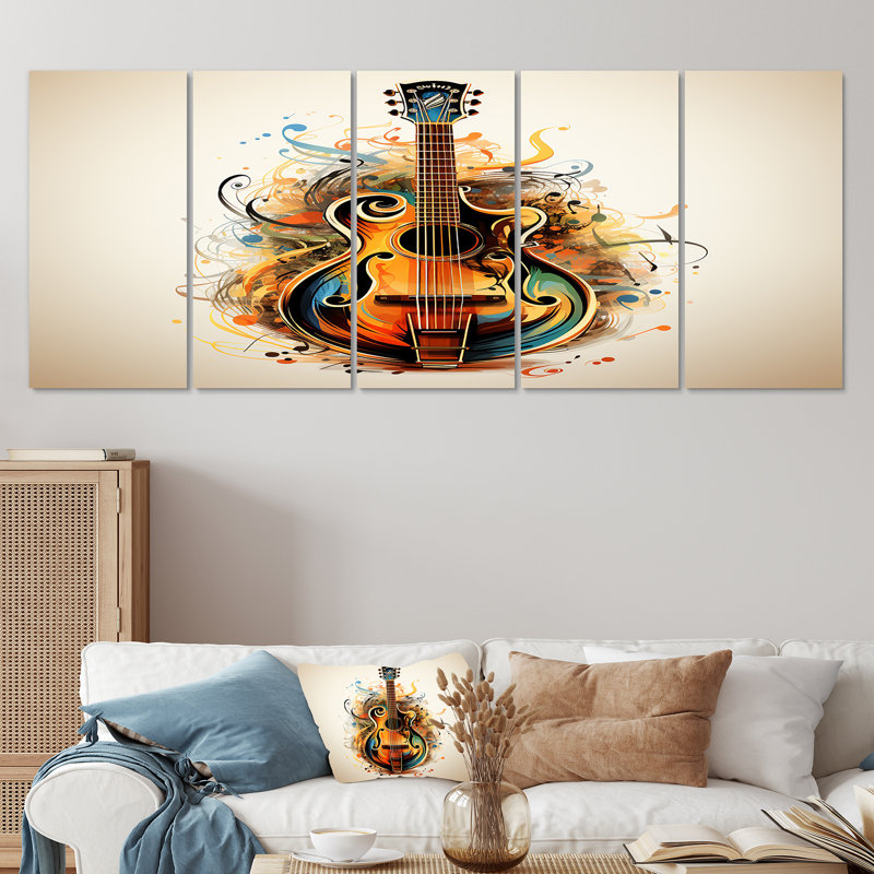 «Otelia - Music», art mural sur toile, 5 pièces, H 32 po x l 80 po