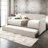 Twin Daybed With Trundle In Fog Fabric - Caster Wheels, 35" Armrest Height Upholstered Versatile Covering, Height, 330 Lbs Weight Capacity