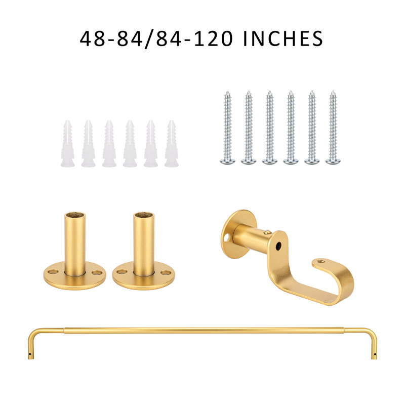 Tringle à rideaux simple réglable en acier Aalina, Doré, H 4,5 po x l 84 po x P 0,63 po