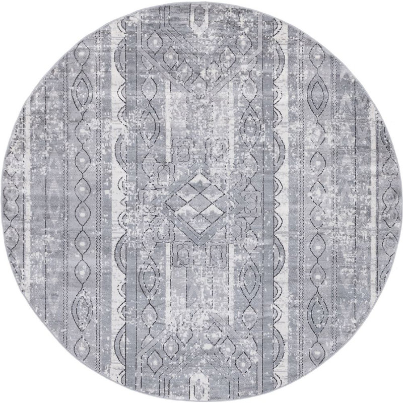 Geddis Ikat Indoor Rug, Round 5'