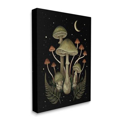 "Night Mushroom & Ferns", art mural sur toile par Episodic Dessins